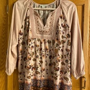 Vintage America top in palest Pink and Burgundy